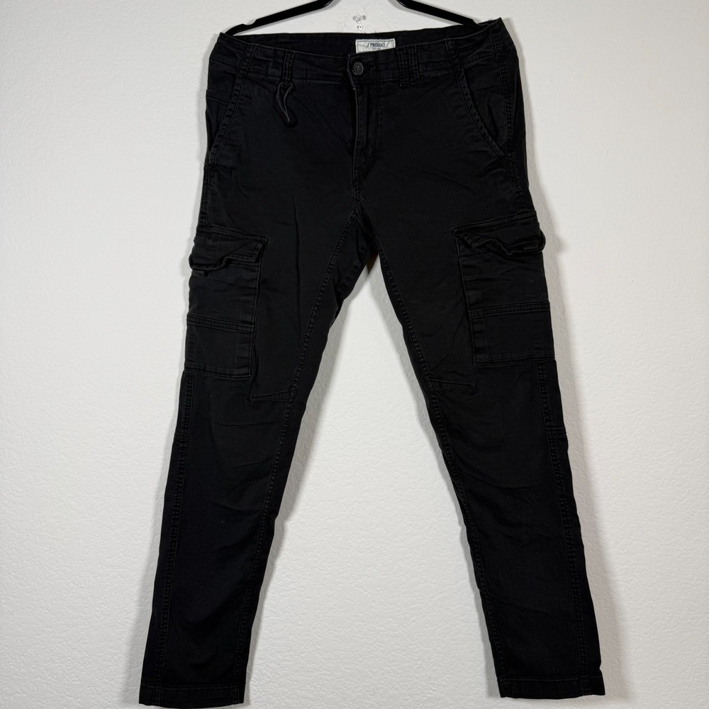 RODUKT Jack Jones Sean Cargo Pants Mens 32x32 Black Slim Tapered Utility Work
